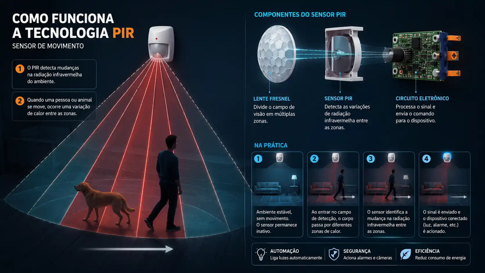 Como funciona um sensor de movimento e presença (tecnologia PIR)