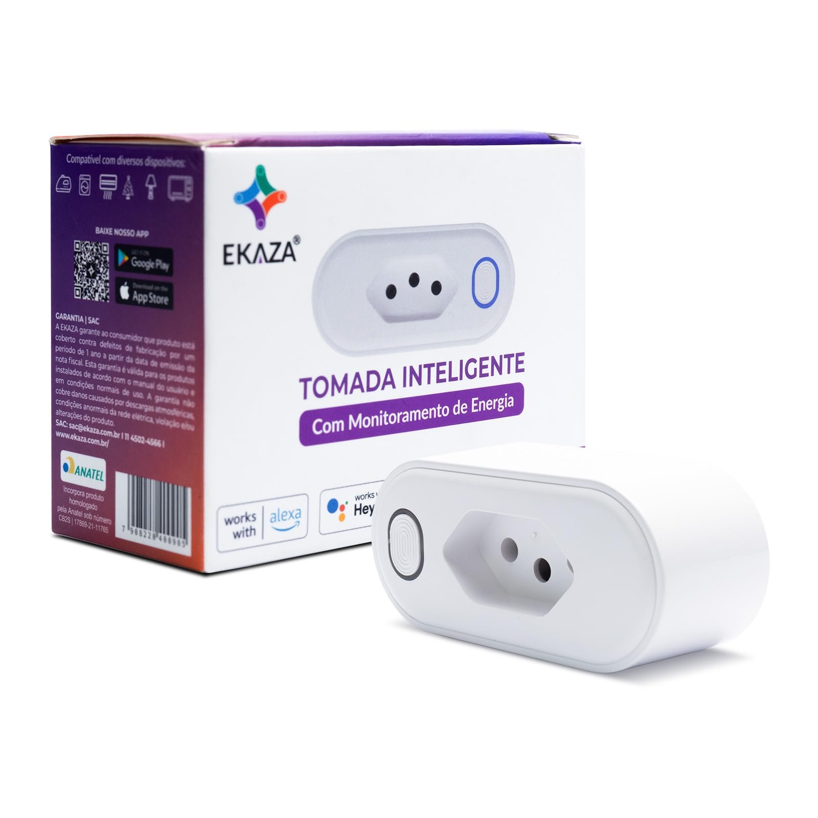Imagem Tomada Inteligente Wifi Ekaza medidor de consumo de energia
