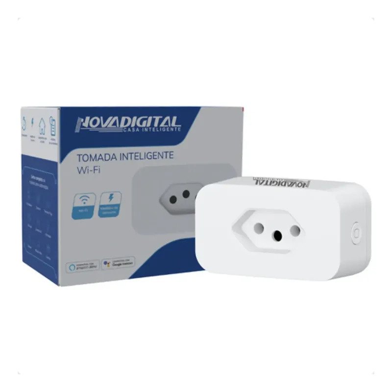 Imagem Tomada Wifi Inteligente 10A medidor de consumo de energia Novadigital