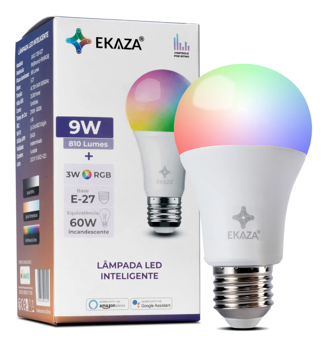 Lâmpada inteligente EKAZA EKGC-T261-E27 RGB 9W+3W