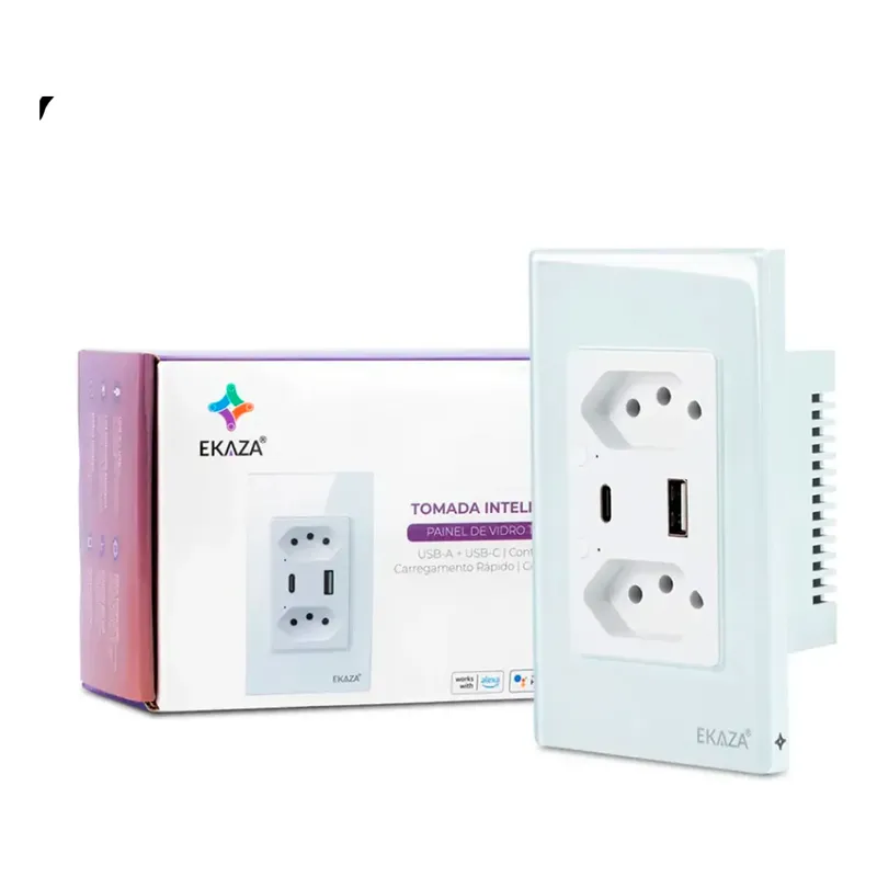 Tomada Inteligente Dupla 10a Wifi Usb+usb-c